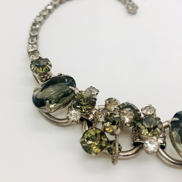 Vintage Juliana Grey Rhinestone 5 Link Necklace - Picture 12 of 16